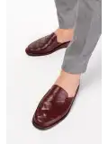 Gondol Erkek Hakiki Deri Damat Ev Terliği kayaş.105 Bordo