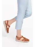 Gondol Hakiki Deri Anatomik Yumuşak Taban Rahat Sandalet irm.111 Taba