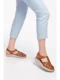 Gondol Hakiki Deri Anatomik Yumuşak Taban Rahat Sandalet irm.111 Taba