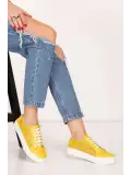 Gondol Kadın Iç Dış Hakiki Deri Günlük Sneaker als.369 Sarı