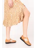 Gondol Hakiki Deri Hafif Taban Rahat Sandalet Ms.a88 Taba