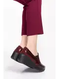 Gondol Hakiki Deri Anatomik Taban Rahat Ayakkabı esfa.4052 Bordo Croco