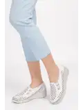 Gondol Hakiki Deri Dolgu Taban Rahat Yazlık Ayakkabı esfa.4001 Beyaz