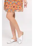 Gondol Kadın İçi Dışı Hakiki Deri Loafer Terlik anl.e02 Beyaz