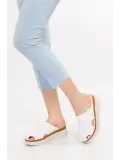 Gondol Hakiki Deri Anatomik Taban Dolgu Topuk Sabo Terlik slt.227 Beyaz