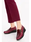 Gondol Hakiki Deri Dolgu Taban Rahat Günlük Ayakkabı esfa.4002 Bordo Croco