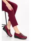 Gondol Hakiki Deri Dolgu Taban Rahat Günlük Ayakkabı esfa.4002 Bordo Croco