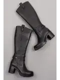 Gondol Hakiki Deri Orta Boy Topuklu Çizme ell.4934 Siyah
