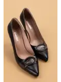 Gondol Kadın Hakiki Deri Stiletto Ayakkabı ast.6201 Siyah