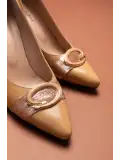 Gondol Kadın Hakiki Deri Stiletto Ayakkabı ast.6201 Nude