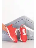 Gondol Içi Dışı Hakiki Deri Anatomik Taban Spor Ayakkabı flf.444 kırmızı