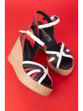 Gondol Kadın Hakiki Deri Dolgu Topuk Platform Sandalet ell.4389 Tommy