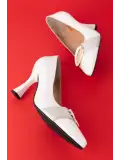 Gondol Kadın Hakiki Deri Stiletto Ayakkabı ast.6201 Beyaz