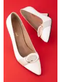 Gondol Kadın Hakiki Deri Stiletto Ayakkabı ast.6201 Beyaz