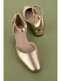Gondol Hakiki Deri Kısa Topuklu Ayakkabı vdt.010 Gold