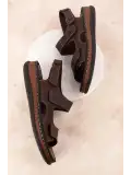 Gondol Unisex Hakiki Deri Cırtlı Ayarlanabilir Rahat Sandalet hkm.31 Kahverengi