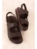 Gondol Unisex Hakiki Deri Cırtlı Ayarlanabilir Rahat Sandalet hkm.31 Kahverengi