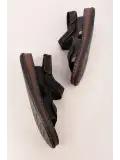 Gondol Unisex Hakiki Deri Cırtlı Ayarlanabilir Rahat Sandalet hkm.31 Siyah
