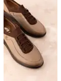 Gondol Hakiki Deri Anatomik Taban Rahat  Ayakkabı elnr.5856 Vizon