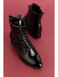 Gondol Kadın Hakiki Deri Kısa Topuklu Şık Bot ast.8154 Siyah Croco