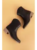Gondol Kadın Hakiki Deri Western  Bot anl.2871 Siyah
