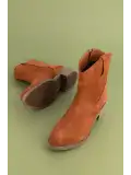 Gondol Kadın Hakiki Deri Western  Bot anl.2871 Taba Süet