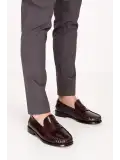 Gondol Erkek Hakiki Deri Kösele Loafer Ayakkabı ny.005 Bordo Rugan