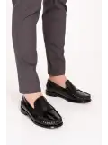 Gondol Erkek Hakiki Deri Kösele Loafer Ayakkabı ny.005 siyah rugan