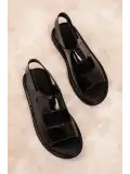 Gondol Hakiki Deri Anatomik Taban Hac Umre Erkek Sandalet kml.1222 siyah rugan