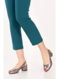 Gondol Kadın Hakiki Deri Klasik Topuklu Ayakkabı vdt.221 Platin