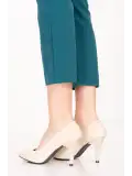 Gondol Hakiki Deri Stiletto-vdt.25 Krem
