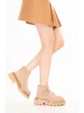 Gondol Kadın Hakiki Deri Tokalı Şık Hafif Bot Rosalie Bej Süet