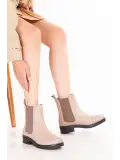 Gondol Hakiki Deri Lastikli Çekme Bot Belen Bej