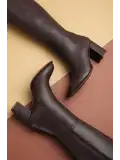 Gondol Kadın Klasik Topuklu Çizme mad.1256 Kahverengi
