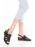 Gondol Hakiki Deri Rahat Günlük Sandalet asy.995 Siyah
