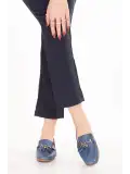 Gondol Hakiki Deri Esnek Rahat Taban Yumuşak Deri Rahat Loafer alb.228 Mavi