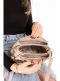 Gondol Kadın Çift Bölmeli El ve Omuz Çantası ald.80729 Bej