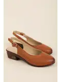 Gondol Hakiki Deri Günlük Hafif Klasik Topuklu Sandalet msa.50 Taba