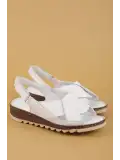 Gondol Hakiki Deri Günlük Çapraz Bant Sandalet rh.018 Beyaz