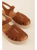 Gondol Hakiki Deri Rahat Günlük Sandalet rh.452 Taba Süet
