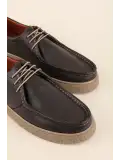 Gondol Erkek Hakiki Deri Casual Derby Ayakkabı (Moc-Toe) cz.102 Kahverengi