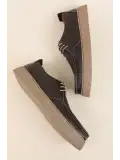 Gondol Erkek Hakiki Deri Casual Derby Ayakkabı (Moc-Toe) cz.102 Kahverengi