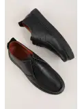 Gondol Erkek Hakiki Deri Casual Derby Ayakkabı (Moc-Toe) cz.102 Siyah
