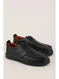 Gondol Erkek Hakiki Deri Casual Derby Ayakkabı (Moc-Toe) cz.102 Siyah
