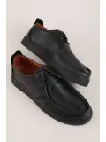 Gondol Erkek Hakiki Deri Casual Derby Ayakkabı (Moc-Toe) cz.102 Siyah