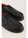 Gondol Erkek Hakiki Deri Casual Derby Ayakkabı (Moc-Toe) cz.102 Siyah