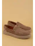 Gondol Erkek Hakiki Deri Casual Flötr Ayakkabı (Moc-Toe) cz.464 Kum