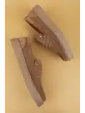 Gondol Erkek Hakiki Deri Casual Flötr Ayakkabı (Moc-Toe) cz.464 Kum