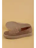 Gondol Erkek Hakiki Deri Casual Flötr Ayakkabı (Moc-Toe) cz.464 Kum