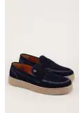 Gondol Erkek Hakiki Deri Casual Flötr Ayakkabı (Moc-Toe) cz.464 Lacivert